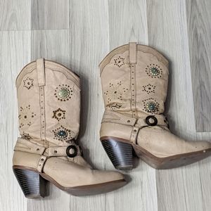 Women's Dingo Cowgirl Boots Beige/Turquoise M8.5